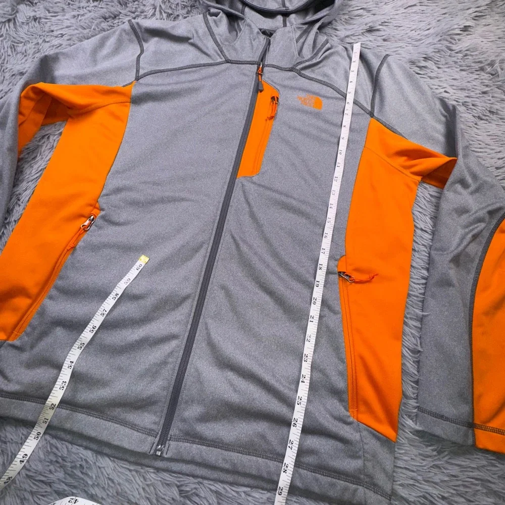 The North Face Men's XL Canyonlands Zip Up Hooded Jacket Gray Orange Tech Fleece